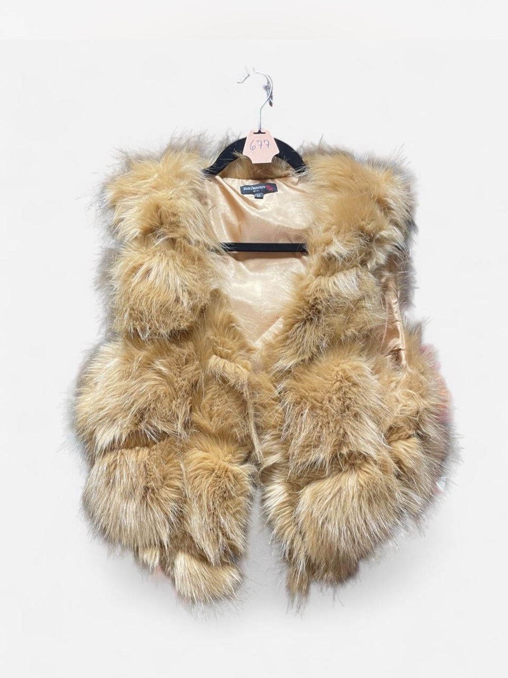 Plush Faux Fur Vest in Golden Tan